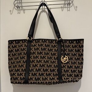 Michael Kors Black and Brown Signature Tote